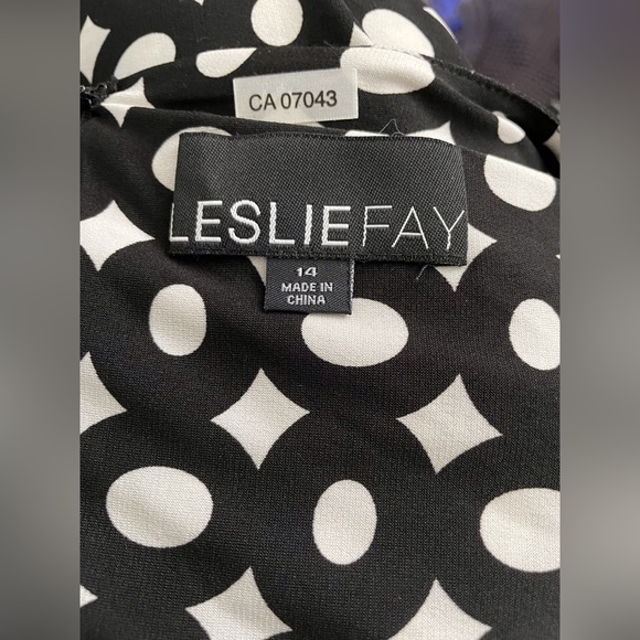 Geometric black and white dress Leslie Fay - Picture 3 of 5